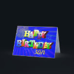 Cartão For son, Bright letters and bubbles birthday card<br><div class="desc">A rainbow of colorful letters for a happy birthday card.</div>