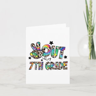 Cartão Fora da 7ª série Tie Dye Feliz último dia de aula