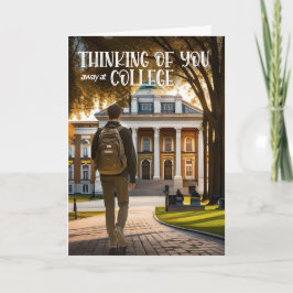 Cartão Fora da faculdade pensando em você, estudante masc