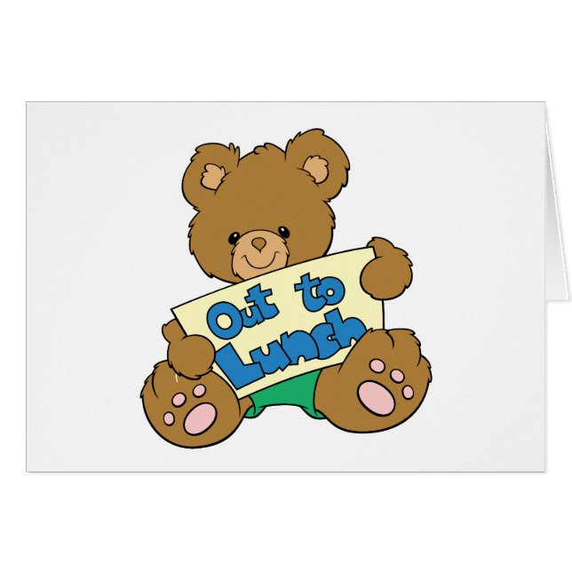 Cartão Fora para Almoçar Urso de Teddy (Frente Horizontal)