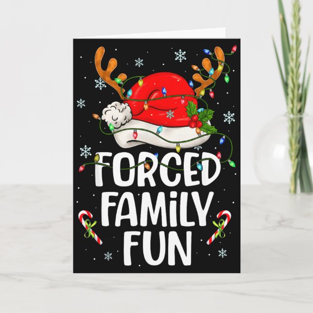 Cartão Forced Family Fun Sarcastic Christmas Funny Men Wo (Frente)