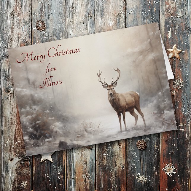 Cartão Forest Deer Christmas em Illinois Card (Criador carregado)
