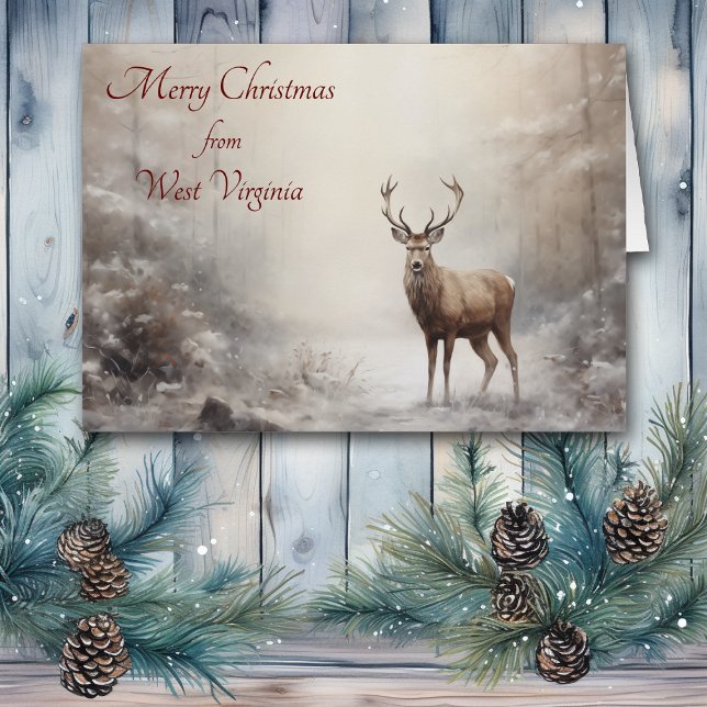 Cartão Forest Deer Christmas no West Virginia Card (Criador carregado)
