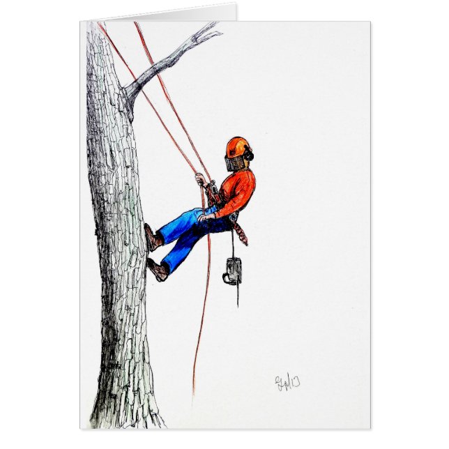 Cartão Forester do cirurgião arborista em árvore (Frente)