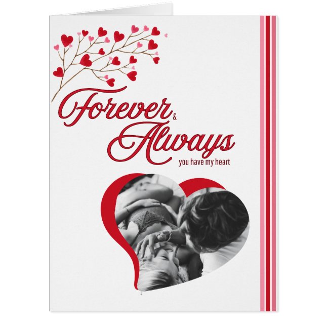 Cartão Forever & Always I love You add name photo White (Frente)