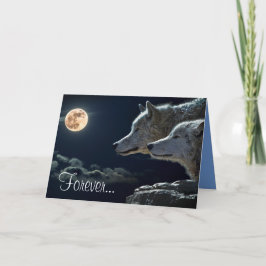 Cartão "Forever" & "I Love You" Two Grey Wolves