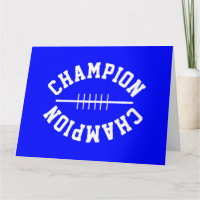 Forma de Futebol Branco com Texto CHAMPION em Azul