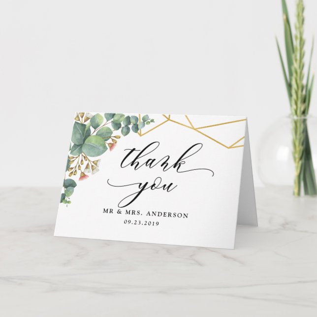 Cartão Forma Geométrica Dourada Eucalyptus (Frente)