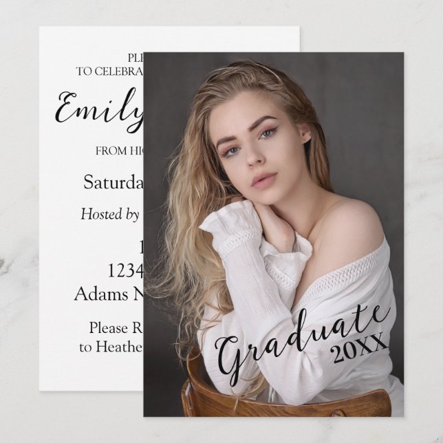 Cartão Formando de Foto Moderno Simples (Frente/Verso)