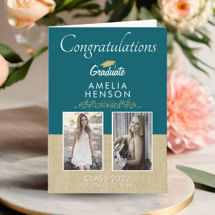 Cartão Formando de Ornamento Dourado Russo 2 Graduação de