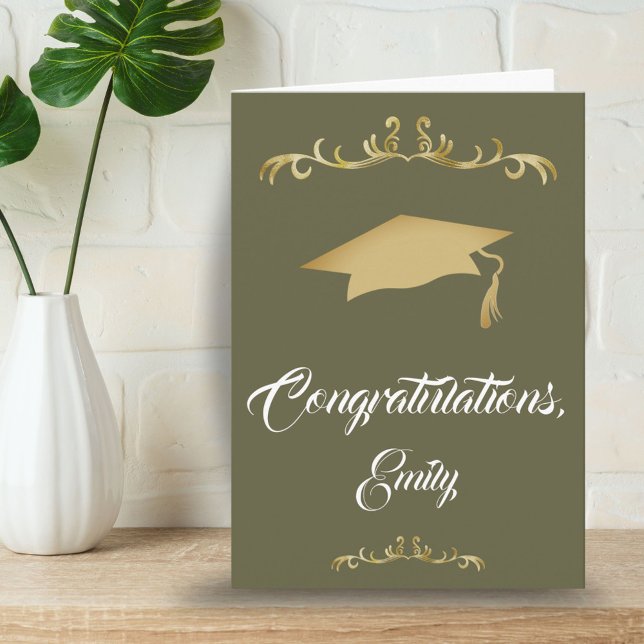 Cartão Formando de Parabéns de ornamento Dourado Elegante (Criador carregado)