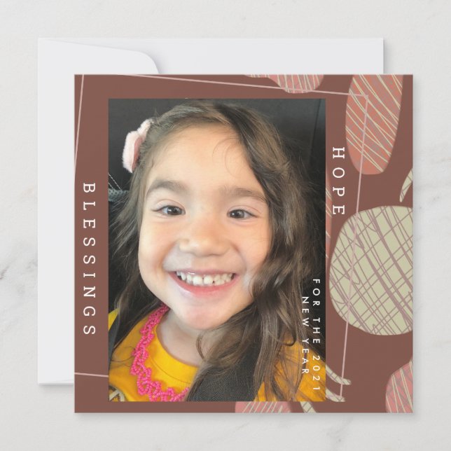 Cartão Formas Orgânicas Desenhadas à Mão para o Ano Novo  (Frente)