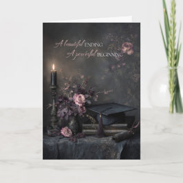 Cartão Formatura Elegante Floral Romântico Sombrio Escuro