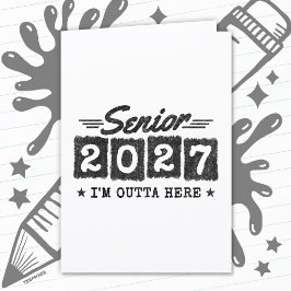 Cartão Formatura Outta Here Retro Turma de 2027