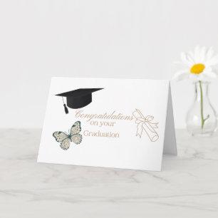 Cartão Formatura Personalizada com Borboletas e Chapéu