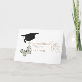 Cartão Formatura Personalizada com Borboletas e Chapéu