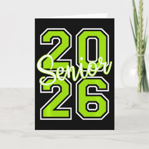 Cartão Formatura Senior 2026 Varsity Verde Limão Branco