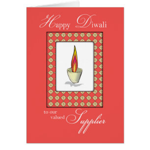 Cartão Fornecedor Diwali Candle em Vermelho