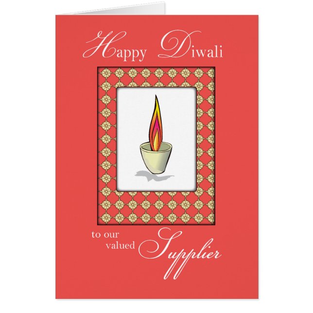 Cartão Fornecedor Diwali Candle em Vermelho (Frente)