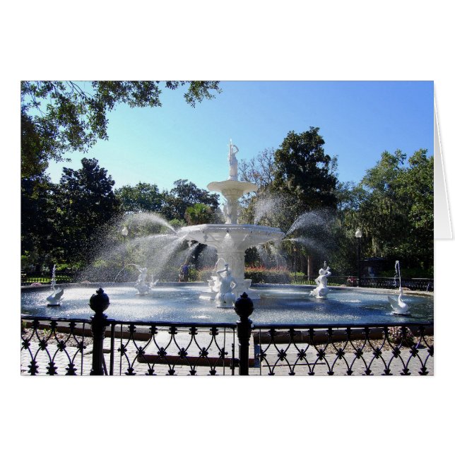 Cartão Forsyth Park Fountain, Savannah, Georgia, Card (Frente Horizontal)