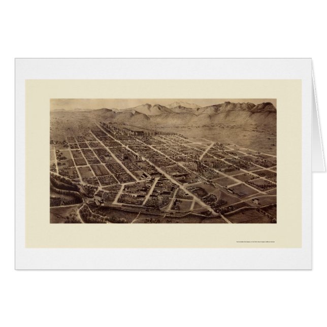 Cartão Fort Collins, mapa panorâmico do CO - 1899 (Frente Horizontal)