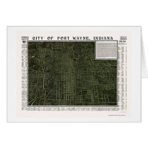 Cartão Fort Wayne, no mapa panorâmico - 1907