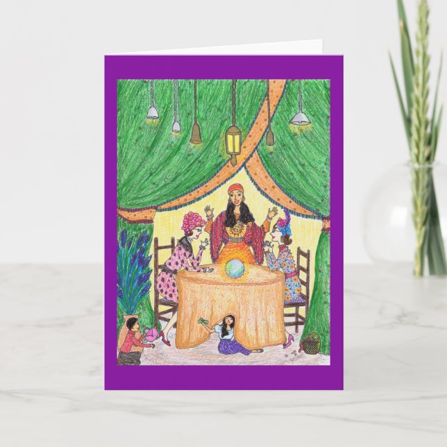 Cartão Fortune Teller Crystal Ball Greeting Card (Frente)