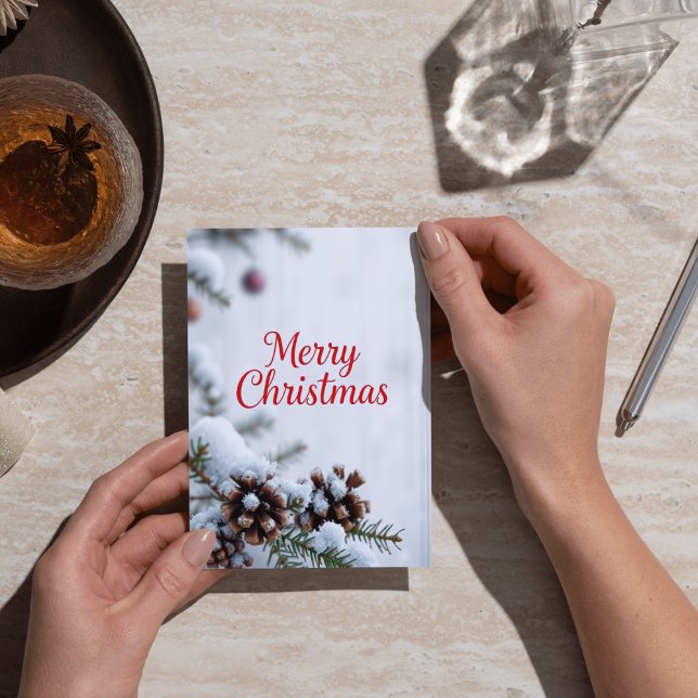 Cartão Fosco Pine Cone Feliz Design de Natal (Criador carregado)
