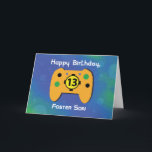 Cartão Foster Son, 13 anos, Aniversário Gamer Controller<br><div class="desc">Quando você está procurando um cartão que você pode dar a alguém relacionado a você que vai comemorar um aniversário de 13, mas que pode encontrá-lo. Então, este cartão é a resposta! Embora isso seja atualmente para um filho adotivo, mas a personalização é permitida no cobrir para que você possa...</div>
