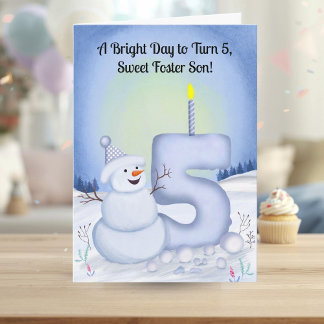 Cartão Foster Son 5th Birthday Snowman Snowy