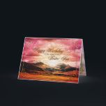 Cartão Foster Son aniversário, Sunset sobre as montanhas<br><div class="desc">Um belo pôr do sol sobre as montanhas. Personalize este cartão da forma que você escolher.</div>