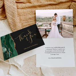 Cartão Foto Agradecimento de Casamento Ágata Esmeralda Ve