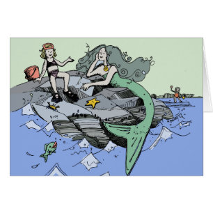 Cartão Foto bonitinha da Sereia de Arte Infantil