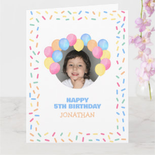 Cartão Foto Colorida Confetti Balloon Arch Aniversário