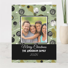 Cartão Foto da Abstrato da família de Natal do Modern Gre
