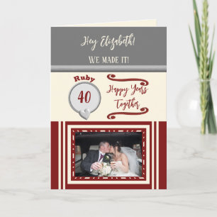Cartão Foto da cinza do 40º aniversário da esposa ruby