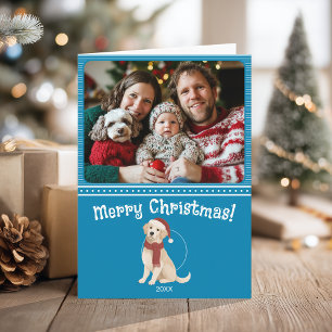 Cartão Foto da família Blue Dog Illustration Feliz Natal