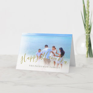 Cartão Foto da Família Hanukka em Dourado