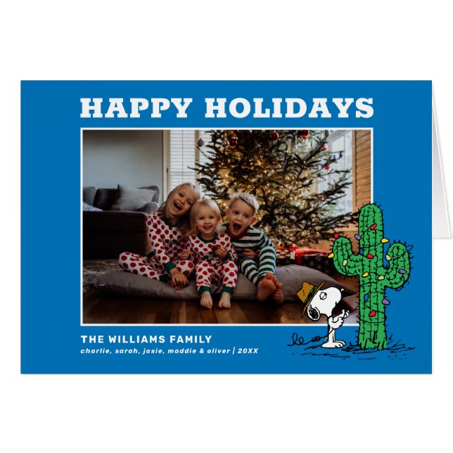 Cartão Foto da família Holiday Cactus de Spike (Frente Horizontal)