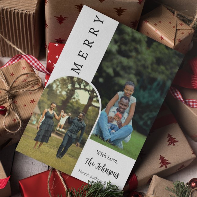 Cartão Foto da Feliz Moderna de Natal Personalizada (Criador carregado)