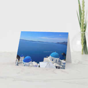 Cartão Foto da Igreja Grécia Azul Domingos Santorini
