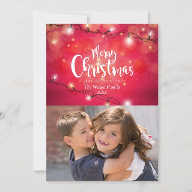 Cartão Foto das luzes de Natal cintilantes (Frente)