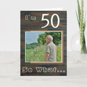 Cartão Foto de 50º Aniversário Inspiradora em Madeira Rús