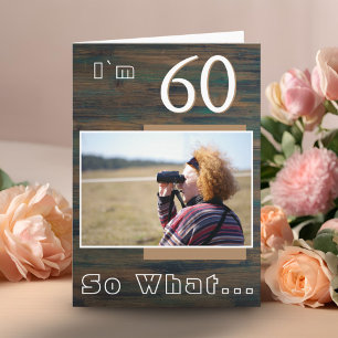Cartão Foto de 60º Aniversário Inspirador em Madeira Rúst