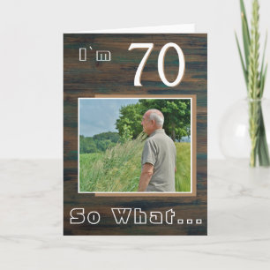 Cartão Foto de 70º Aniversário Inspirador em Madeira Rúst