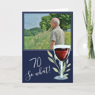 Cartão Foto de 70º Aniversário Inspiradora Vinho Azul Mar