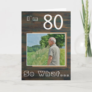 Cartão Foto de 80º Aniversário Inspiradora em Madeira Rús