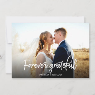 Cartão Foto de Agradecimento de Casamento Elegante e Grat