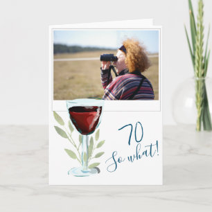 Cartão Foto de Aniversário de 70 anos com Vinho Tinto Ins