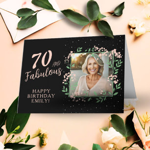Cartão Foto de aniversário de 70 anos elegante e fabulosa